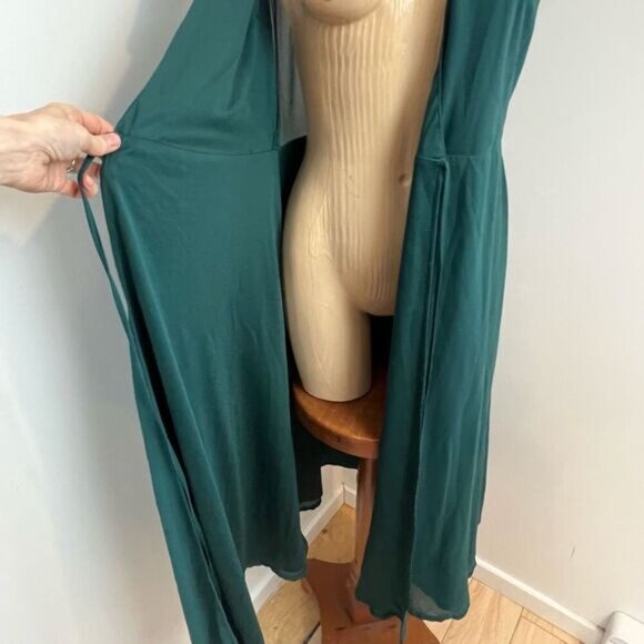 Soieblu Women’s Medium Dark Green Wrap Deep V Formal Dress Maxi Gown Bridesmaid - Picture 8 of 12